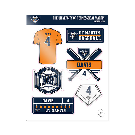UT Martin - NCAA Baseball : Andrew Davis - Sticker Sheet-0