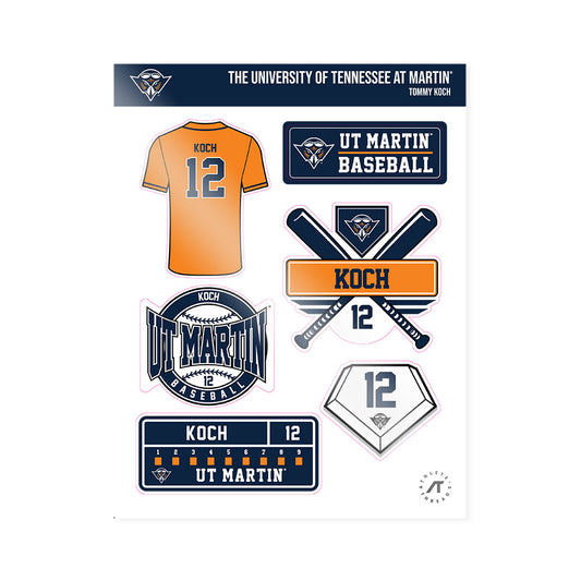 UT Martin - NCAA Baseball : Tommy Koch - Sticker Sheet-0