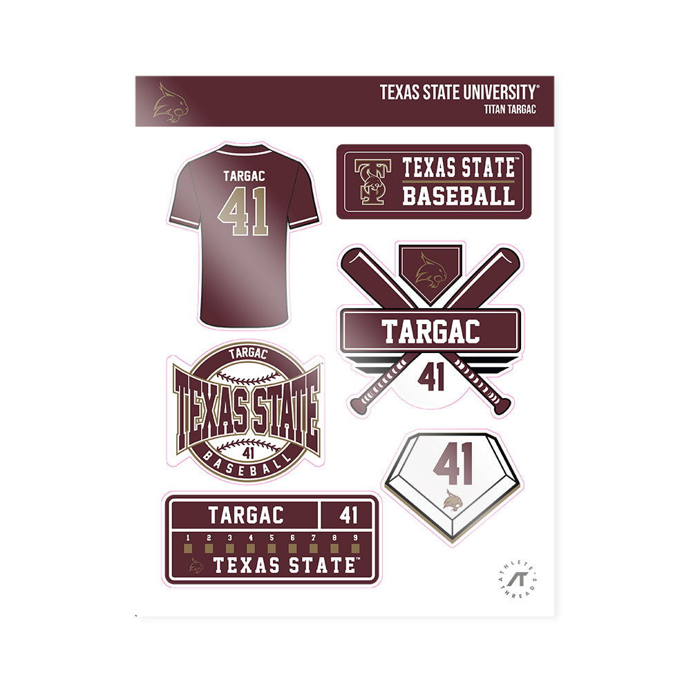 Texas State - NCAA Baseball : Titan Targac - Sticker Sheet-0