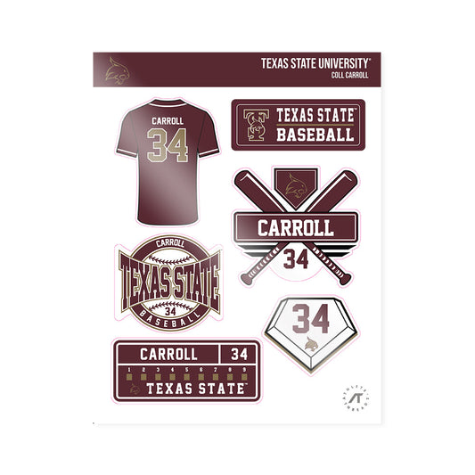 Texas State - NCAA Baseball : Coll Carroll - Sticker Sheet-0