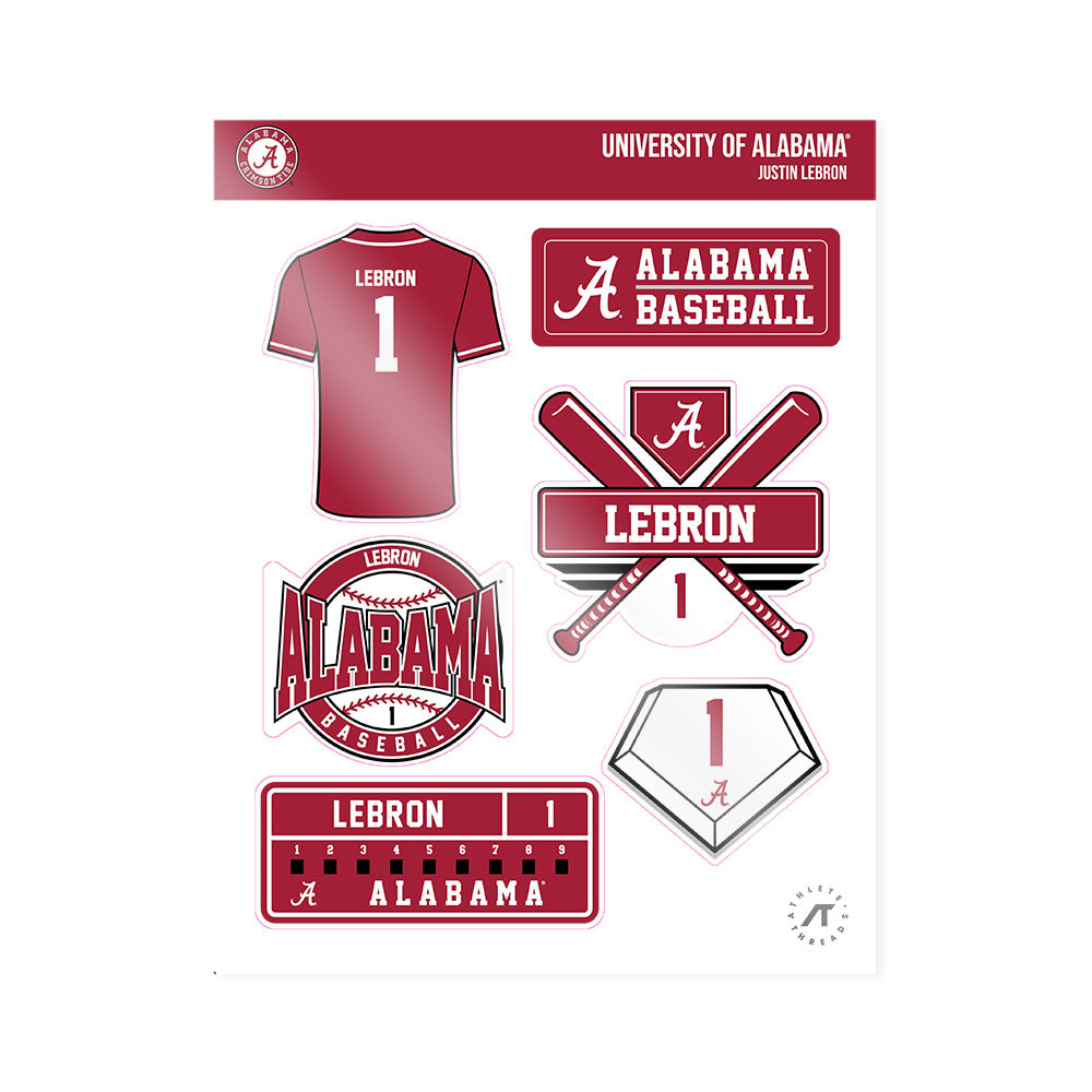 Alabama - NCAA Baseball : Justin Lebron - Sticker Sheet-0
