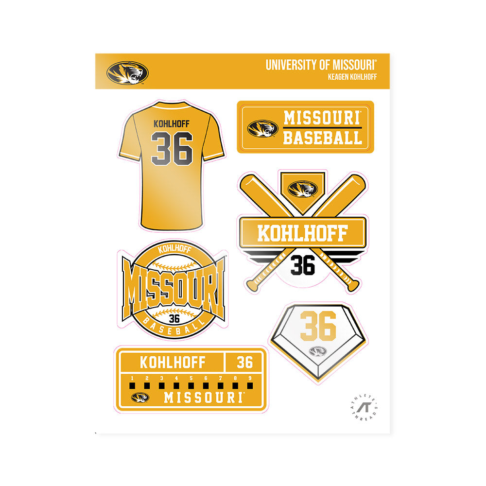 Missouri - NCAA Baseball : Keagen Kohlhoff - Sticker Sheet-0