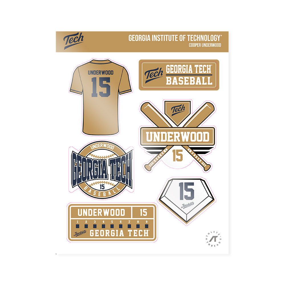 Georgia Tech - NCAA Baseball : Cooper Underwood - Sticker Sheet-0