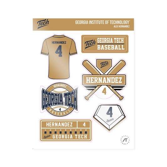 Georgia Tech - NCAA Baseball : Alex Hernandez - Sticker Sheet-0