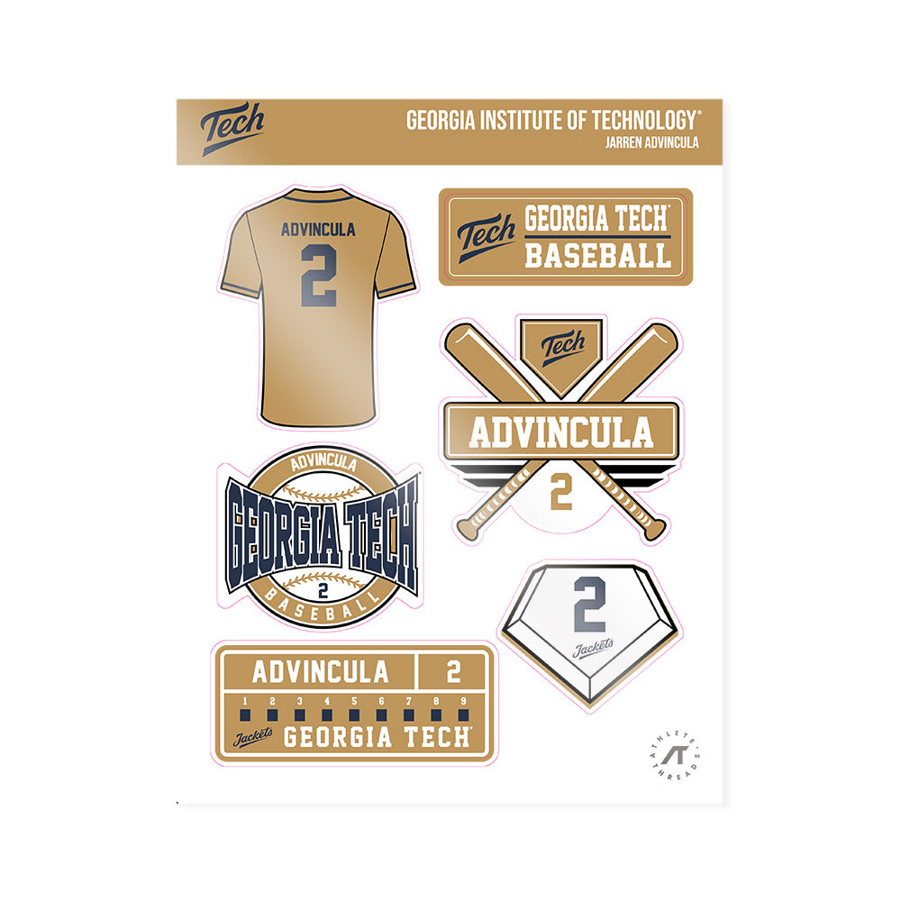 Georgia Tech - NCAA Baseball : Jarren Advincula - Sticker Sheet-0