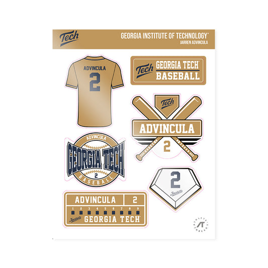 Georgia Tech - NCAA Baseball : Jarren Advincula - Sticker Sheet-0