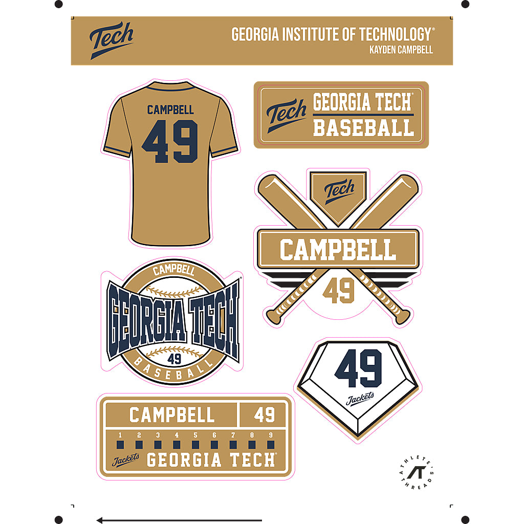 Georgia Tech - NCAA Baseball : Kayden Campbell - Sticker Sheet-0