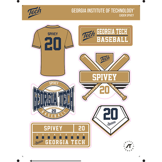 Georgia Tech - NCAA Baseball : Caden Spivey - Sticker Sheet-0