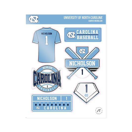 UNC - NCAA Baseball : Cooper Nicholson - Sticker Sheet-0