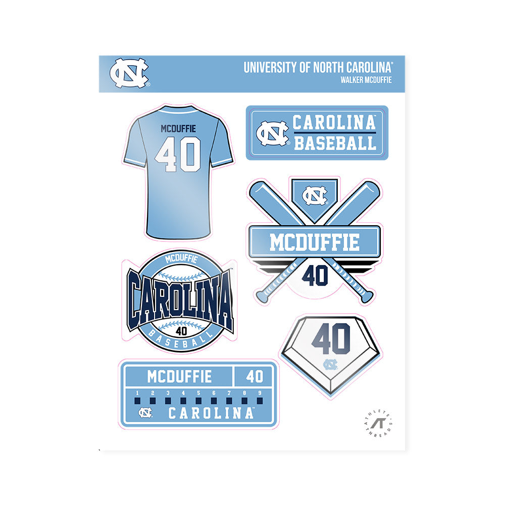 UNC - NCAA Baseball : Walker McDuffie - Sticker Sheet-0