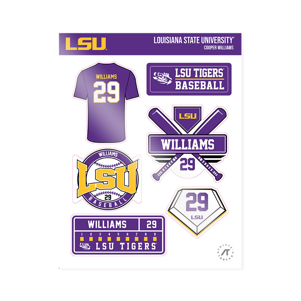 LSU - NCAA Baseball : Cooper Williams - Sticker Sheet-0