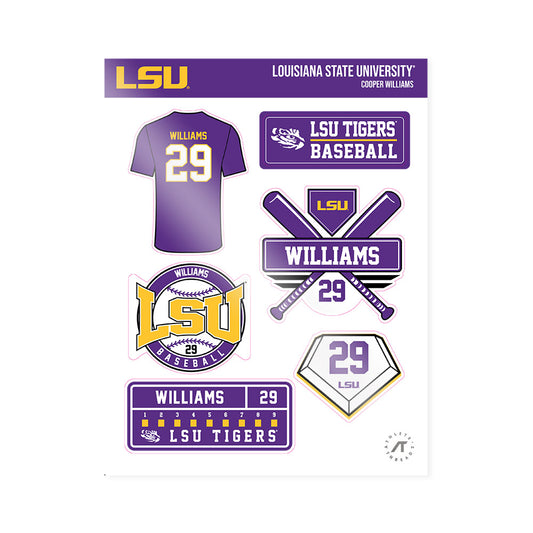 LSU - NCAA Baseball : Cooper Williams - Sticker Sheet-0