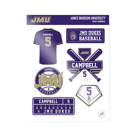 JMU - NCAA Baseball : Wyatt Campbell - Sticker Sheet-0