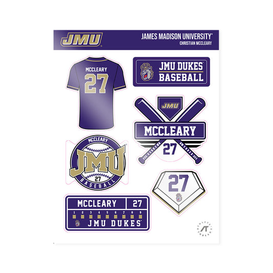JMU - NCAA Baseball : Christian McCleary - Sticker Sheet-0