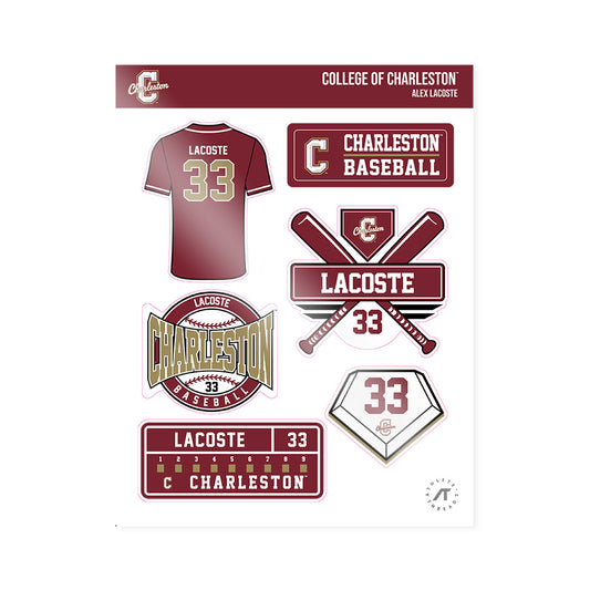 Charleston - NCAA Baseball : Alex LaCoste - Sticker Sheet-0
