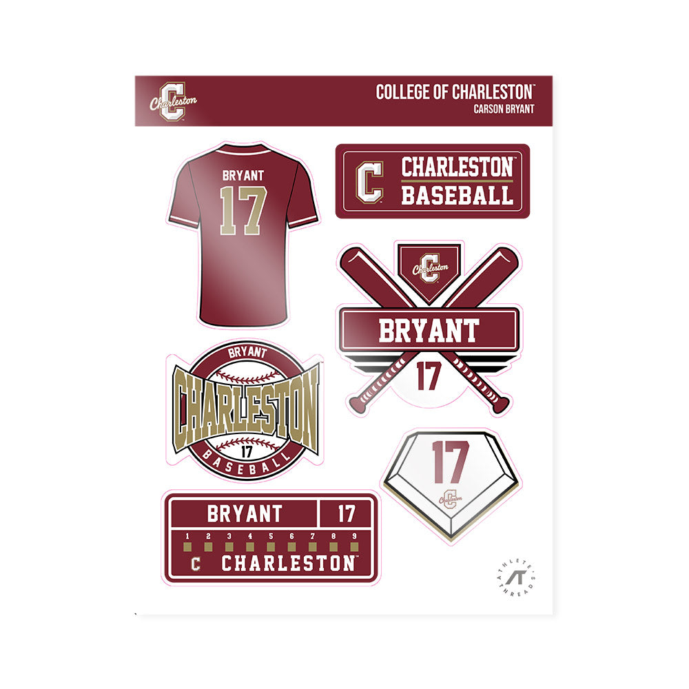 Charleston - NCAA Baseball : Carson Bryant - Sticker Sheet-0