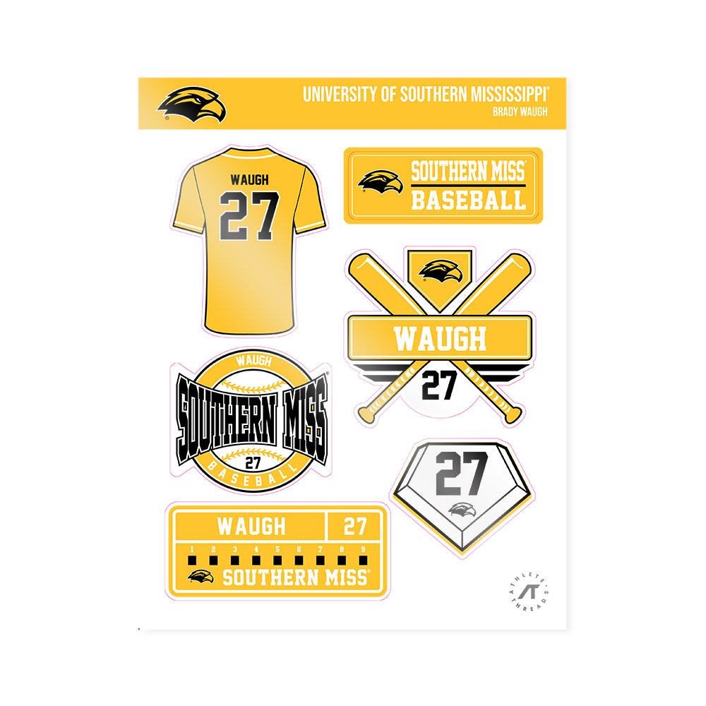 Southern Miss - NCAA Baseball : Brady Waugh - Sticker Sheet-0