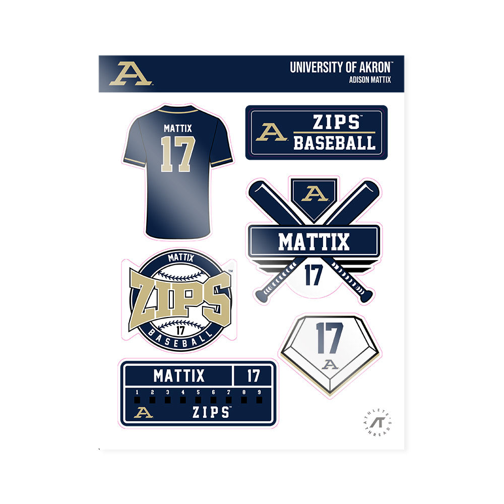 Akron - NCAA Baseball : Adison Mattix - Sticker Sheet-0