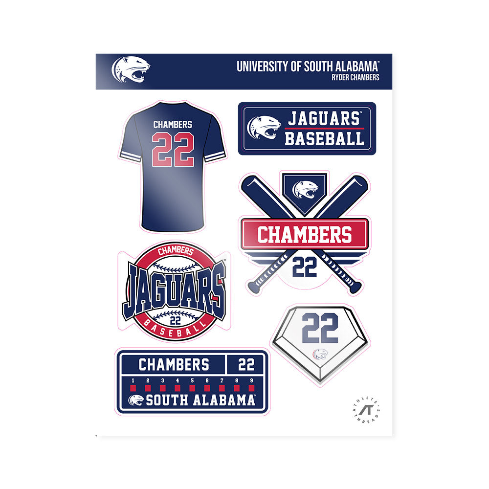 South Alabama - NCAA Baseball : Ryder Chambers - Sticker Sheet-0