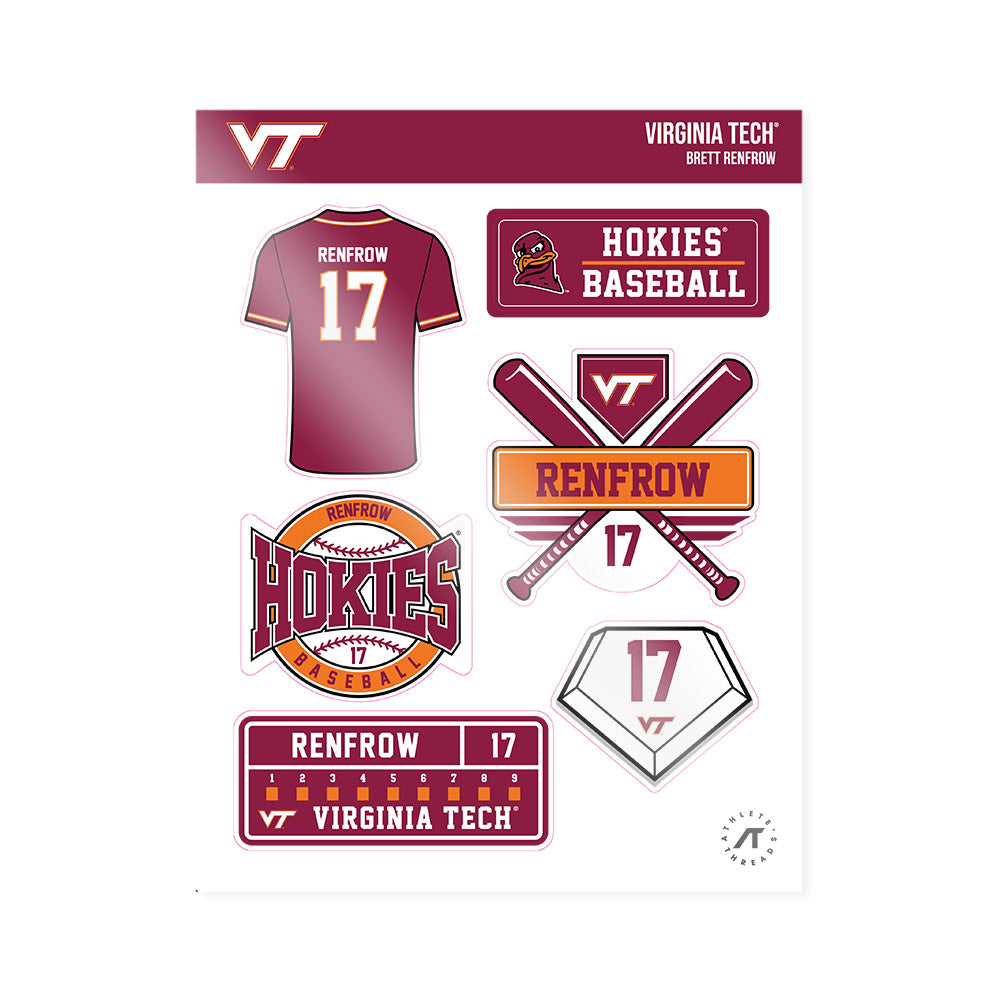 Virginia Tech - NCAA Baseball : Brett Renfrow - Sticker Sheet-0