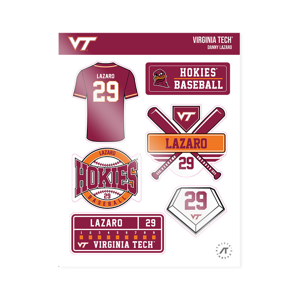 Virginia Tech - NCAA Baseball : Danny Lazaro - Sticker Sheet-0