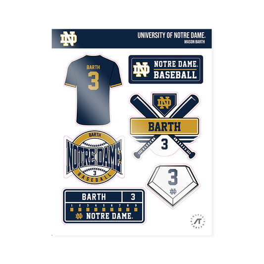 Notre Dame - NCAA Baseball : Mason Barth - Sticker Sheet-0