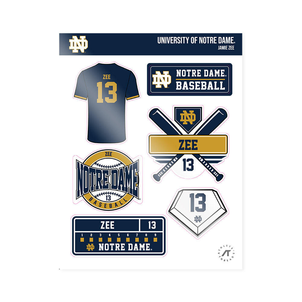Notre Dame - NCAA Baseball : Jamie Zee - Sticker Sheet-0