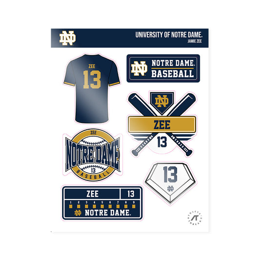 Notre Dame - NCAA Baseball : Jamie Zee - Sticker Sheet-0