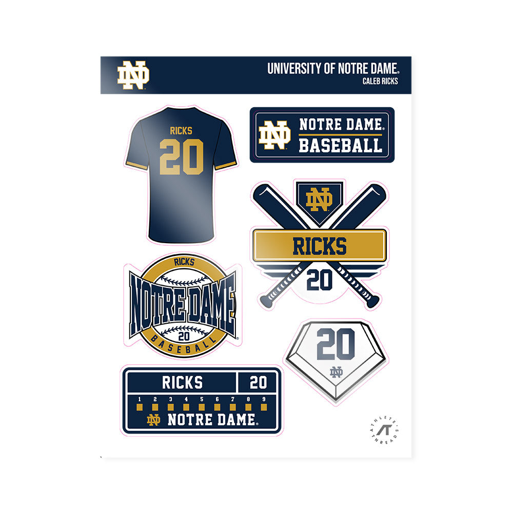 Notre Dame - NCAA Baseball : Caleb Ricks - Sticker Sheet-0