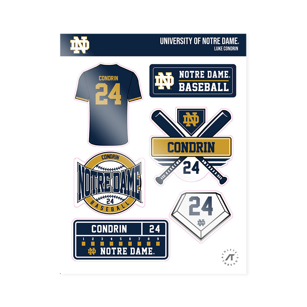 Notre Dame - NCAA Baseball : Luke Condrin - Sticker Sheet-0