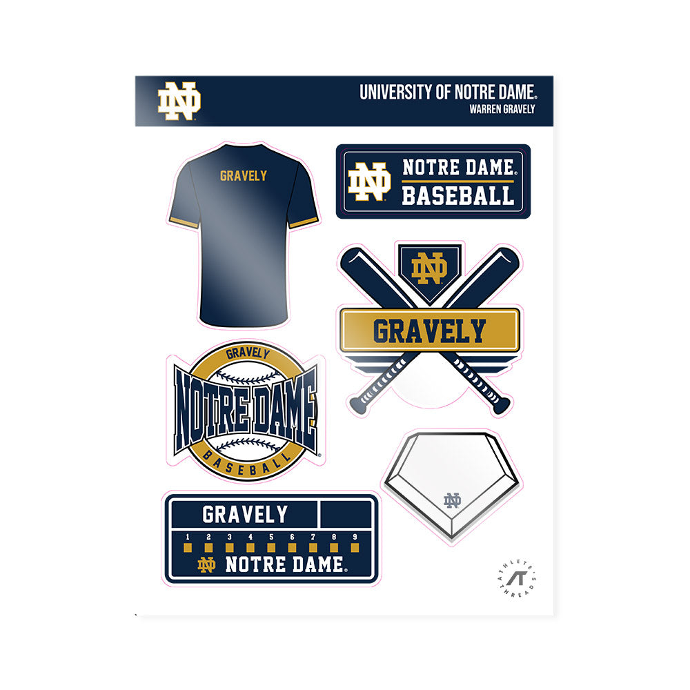 Notre Dame - NCAA Baseball : Warren Gravely - Sticker Sheet-0