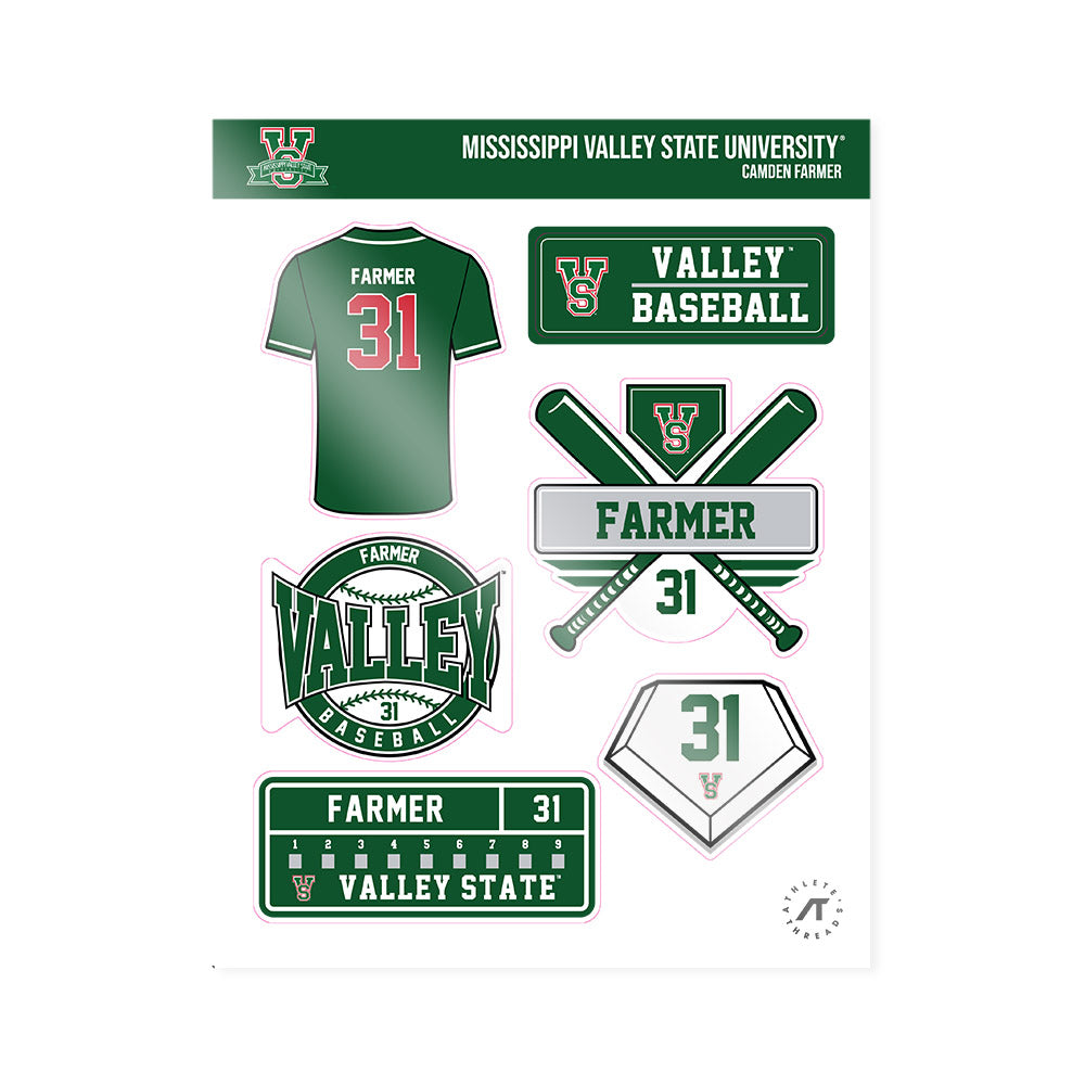 MVSU - NCAA Baseball : Camden Farmer - Sticker Sheet-0