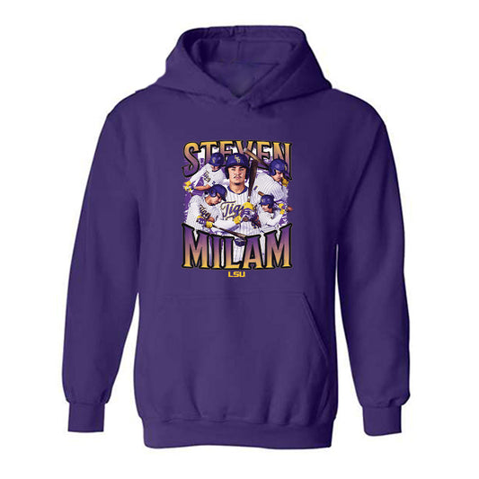 LSU - NCAA Baseball : Steven Milam - Collage Hooded Sweatshirt-0