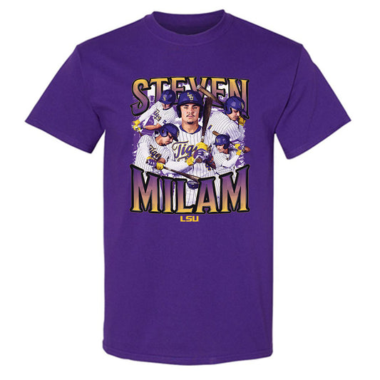 LSU - NCAA Baseball : Steven Milam - Collage T-Shirt-0