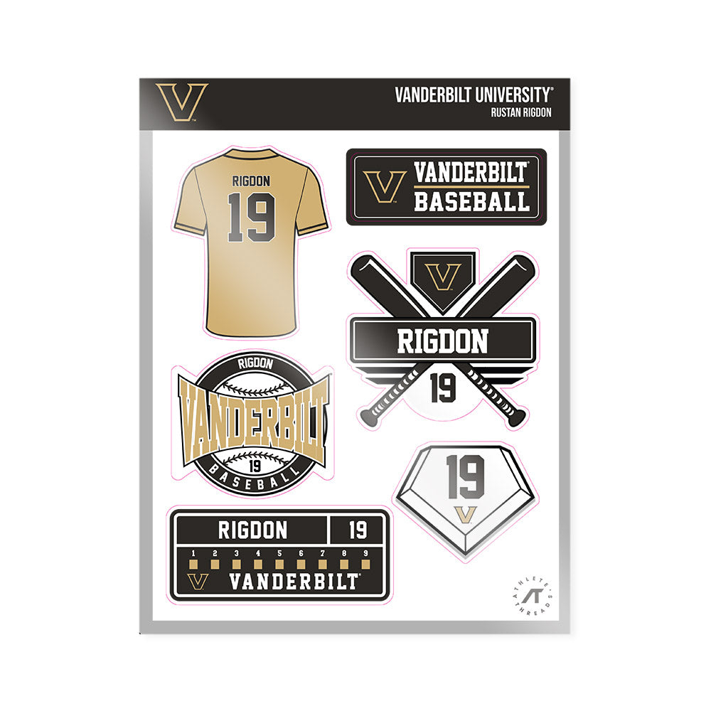 Vanderbilt - NCAA Baseball : Rustan Rigdon - Sticker Sheet-0