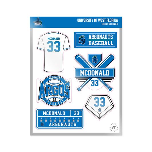 UWF - NCAA Baseball : Brooks McDonald - Sticker Sheet-0