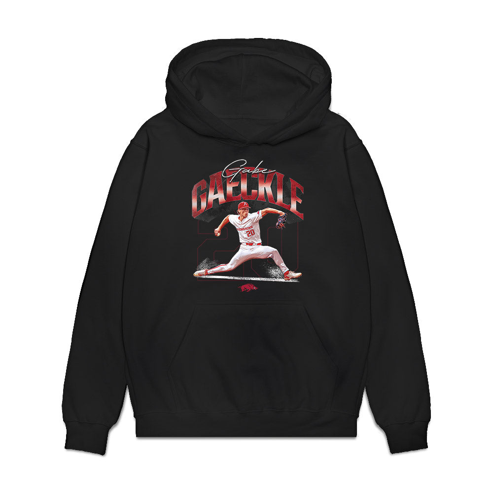 Arkansas - NCAA Baseball : Gabe Gaeckle - Collage Premium Hooded Sweatshirt-0