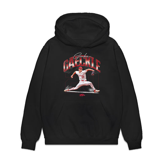 Arkansas - NCAA Baseball : Gabe Gaeckle - Collage Premium Hooded Sweatshirt-0