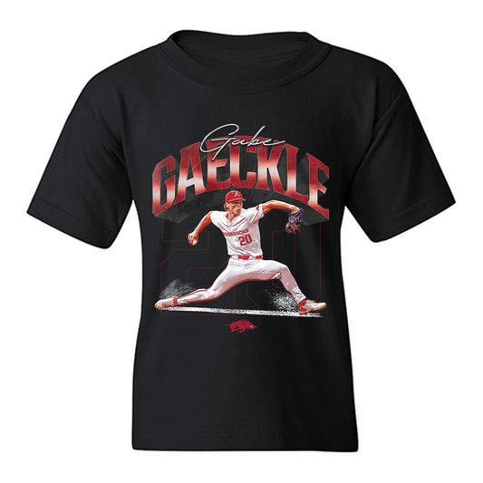 Arkansas - NCAA Baseball : Gabe Gaeckle - Collage Youth T-Shirt-0