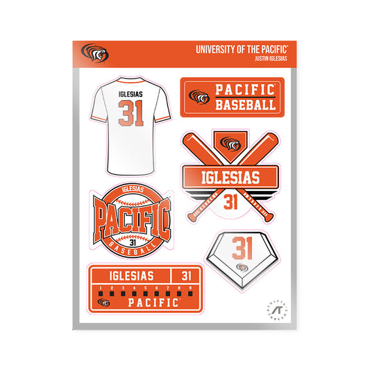 Pacific - NCAA Baseball : Justin Iglesias - Sticker Sheet-0