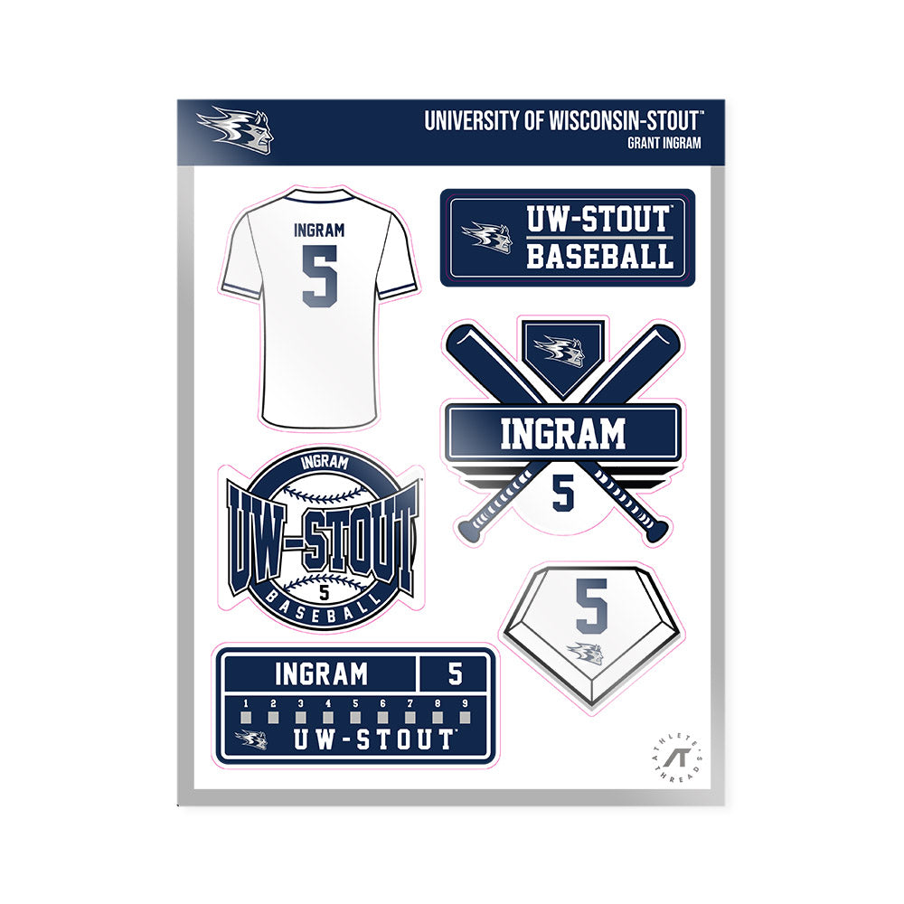 UW Stout - NCAA Baseball : Grant Ingram - Sticker Sheet-0