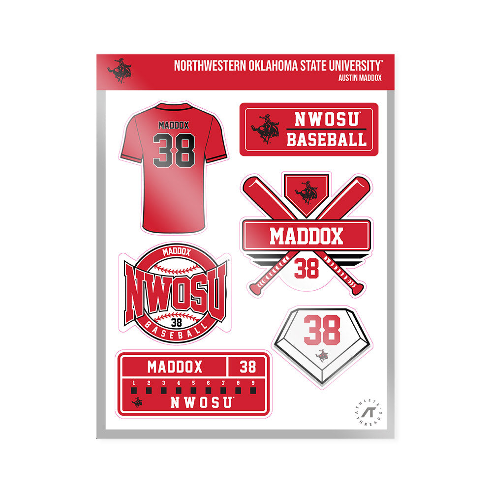 NWOSU - NCAA Baseball : Austin Maddox - Sticker Sheet-0