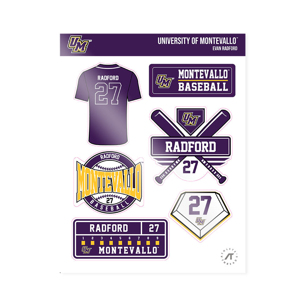 Montevallo - NCAA Baseball : Evan Radford - Sticker Sheet-0