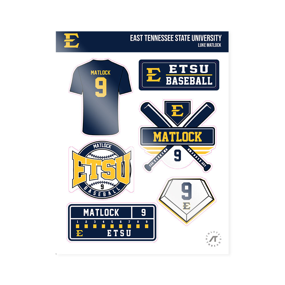 East Tennessee State - NCAA Baseball : Luke Matlock - Sticker Sheet-0
