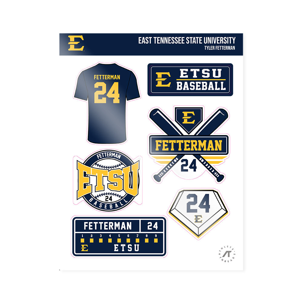 East Tennessee State - NCAA Baseball : Tyler Fetterman - Sticker Sheet-0