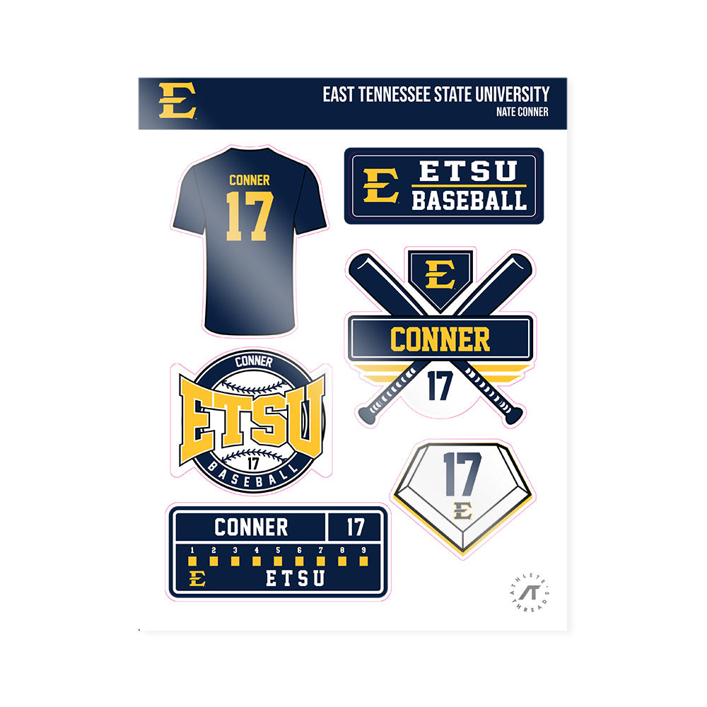 East Tennessee State - NCAA Baseball : Nate Conner - Sticker Sheet-0