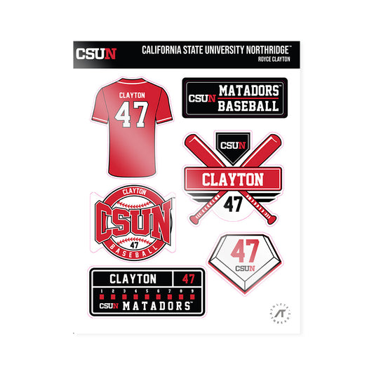 CSUN - NCAA Baseball : Royce Clayton - Sticker Sheet-0