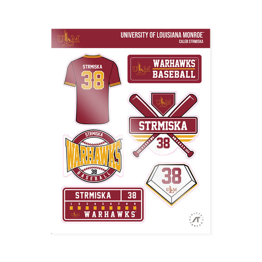 ULM - NCAA Baseball : Caleb Strmiska - Sticker Sheet-0