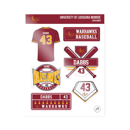 ULM - NCAA Baseball : Cash Dabbs - Sticker Sheet-0