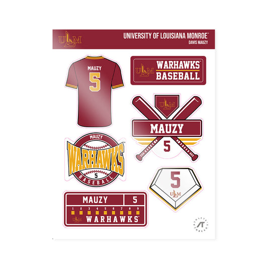 ULM - NCAA Baseball : Davis Mauzy - Sticker Sheet-0